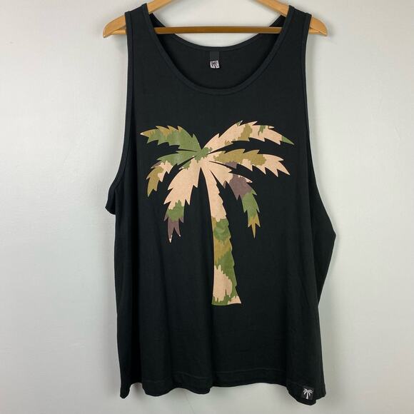 BLVD Supply Camo Palm Tree Life Black Tank Shirt Men's XXL Made in USA - Picture 1 of 6